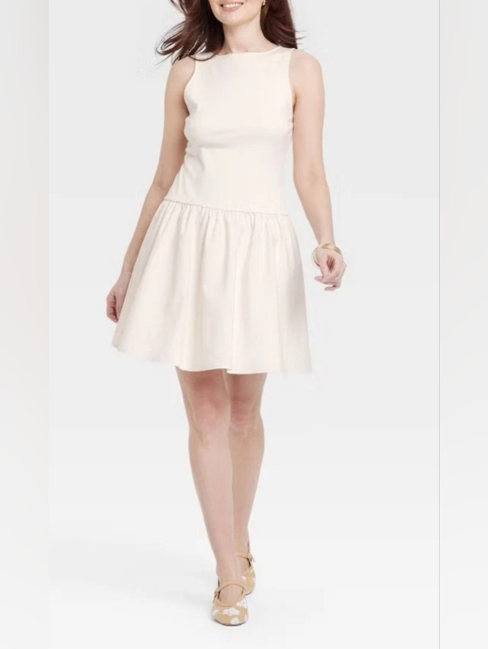 A New Day Drop Waist Cream Dress NWT Women's Medium